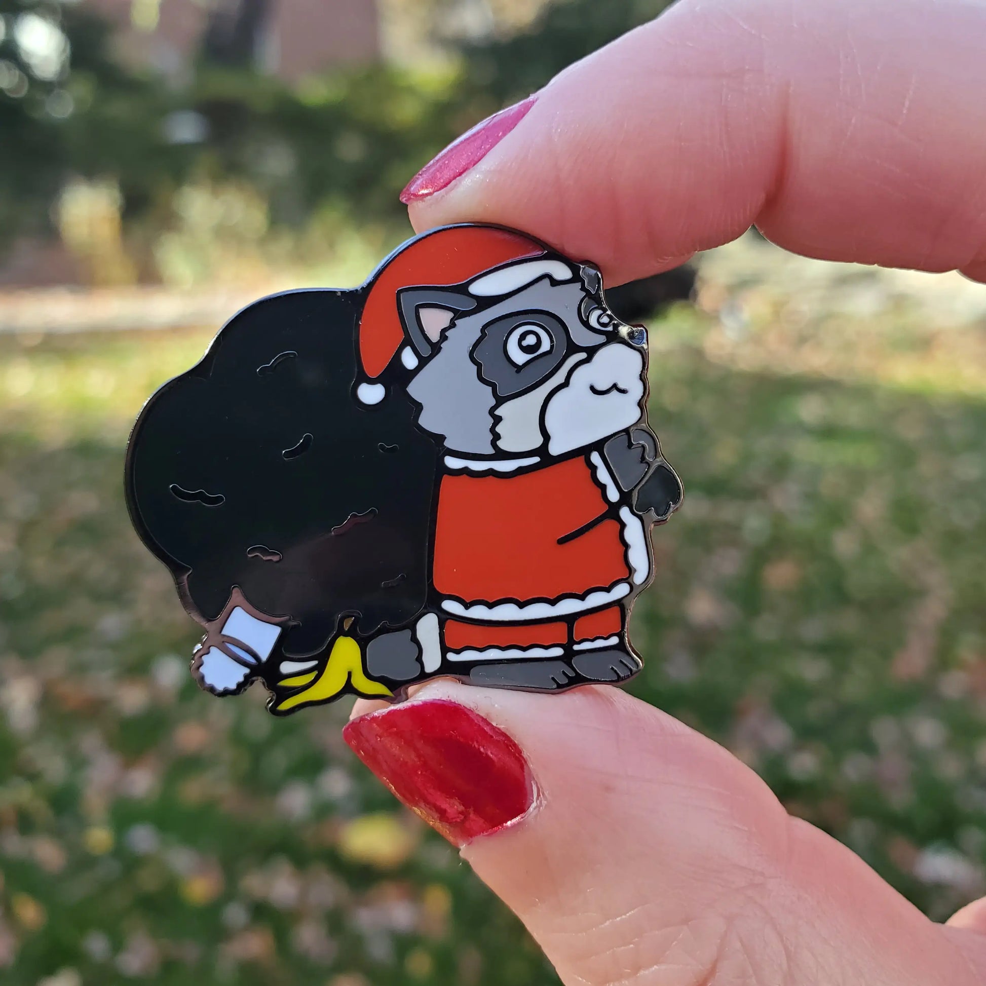 Raccoon Santa Pin — image 3 of 4