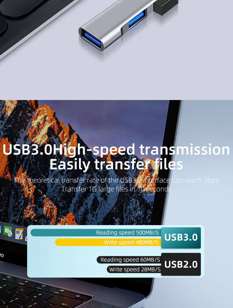 USB-C Type C to USB 3.0 4 Port Hub Splitter For PC — image 5 of 12