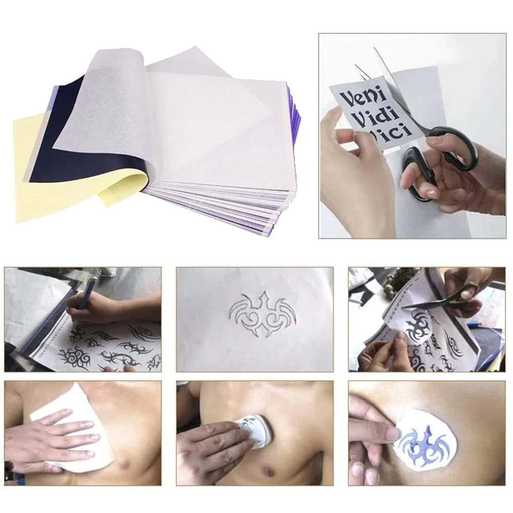 Tattoo Transfer Paper Stencil Carbon Thermal Tracing Hectograph Supplies Sheets — image 4 of 24