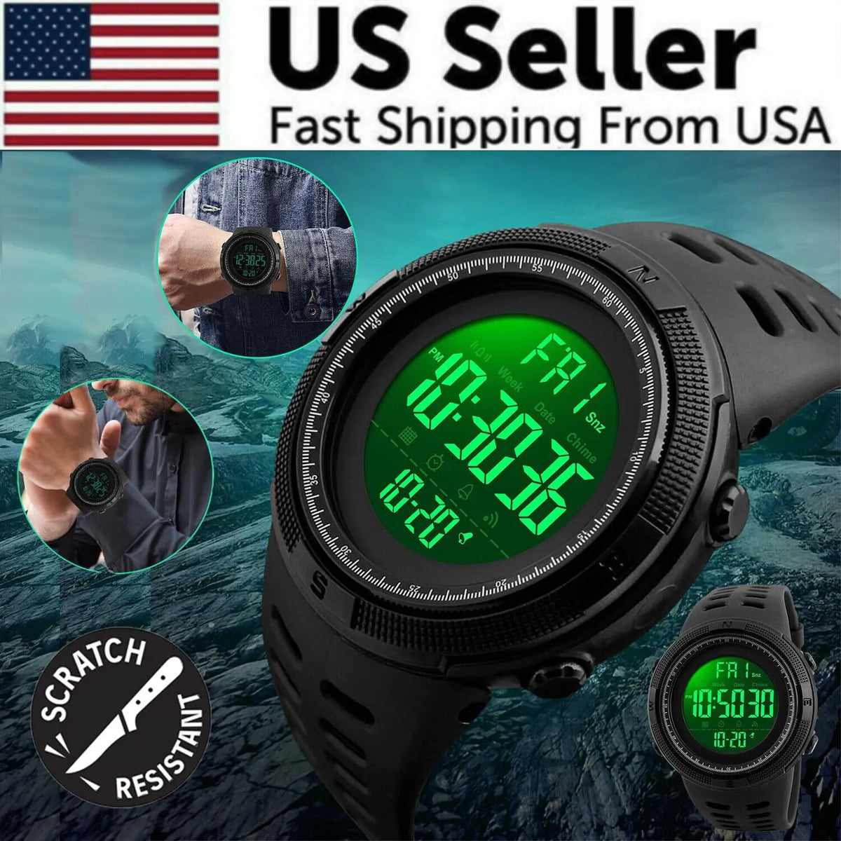 SKMEI Men's Digital Army Military Sport Quartz Analog Chrono Watch US — image 1 of 12