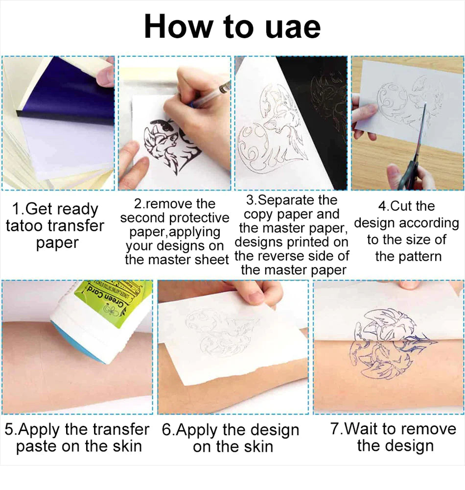 Tattoo Transfer Paper Stencil Carbon Thermal Tracing Hectograph Supplies Sheets — image 10 of 24