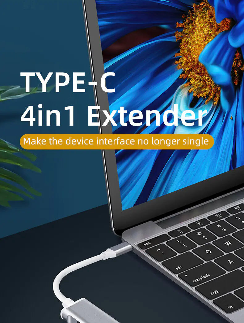 USB-C Type C to USB 3.0 4 Port Hub Splitter For PC — image 9 of 12