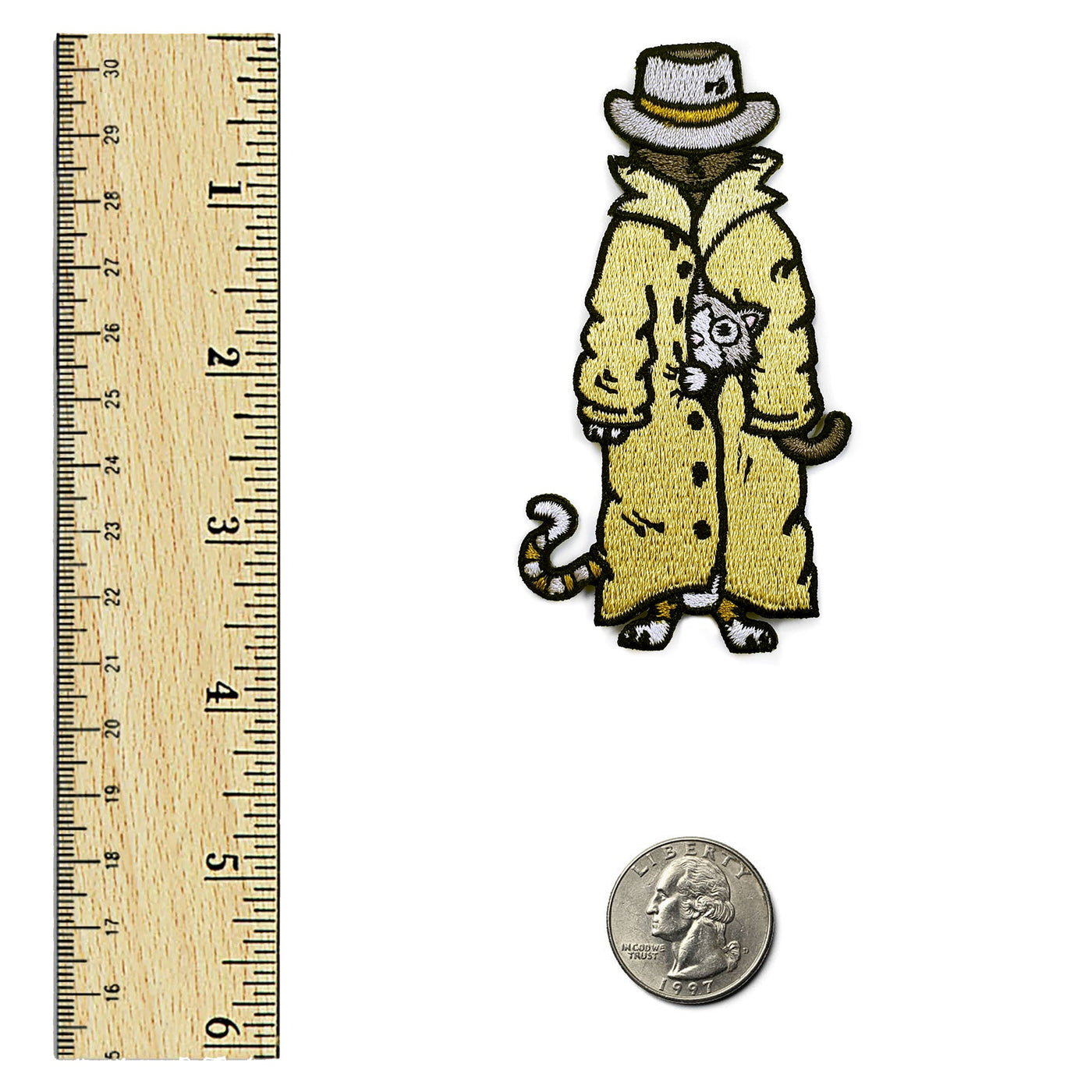 Trench Coat Cats Embroidered Patch — Iron-On or Hook and Loop — photo 2 of 5