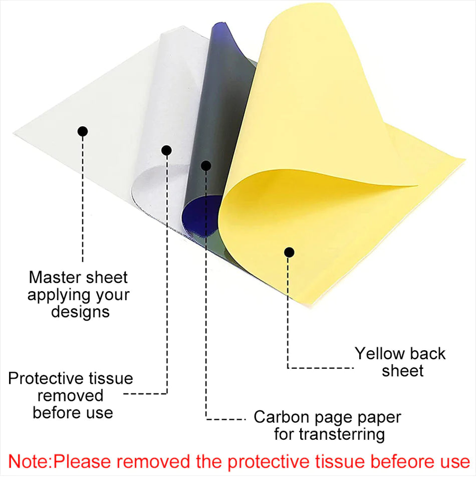 Tattoo Transfer Paper Stencil Carbon Thermal Tracing Hectograph Supplies Sheets — image 3 of 24