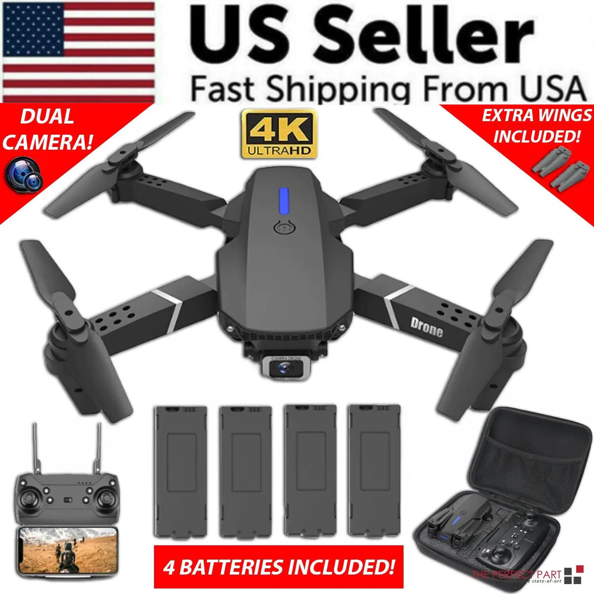 2023 New RC Drone With 4K HD Dual Camera WiFi FPV Foldable — image 1 of 21