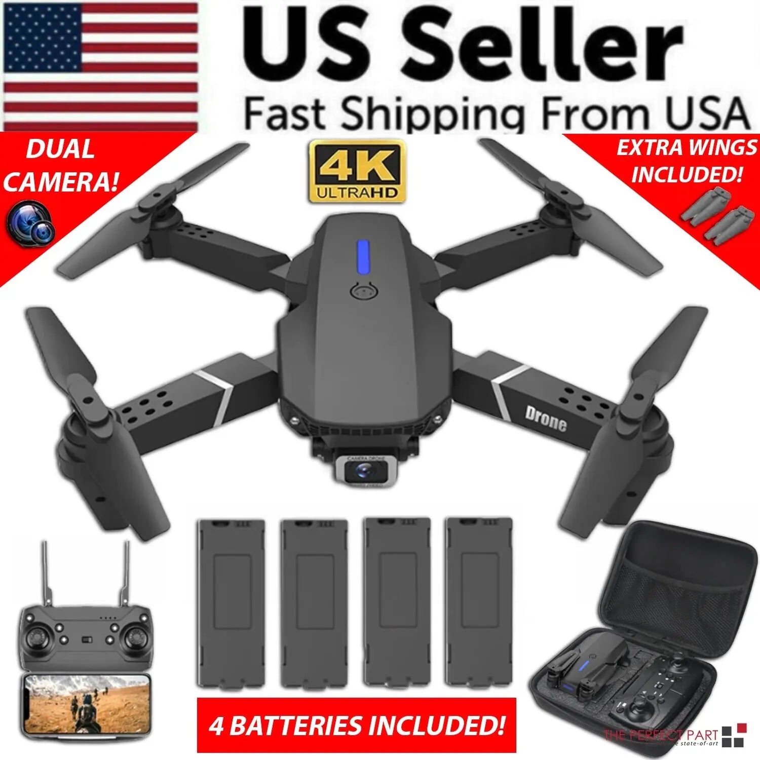 2023 New RC Drone With 4K HD Dual Camera WiFi FPV Foldable — image 1 of 21