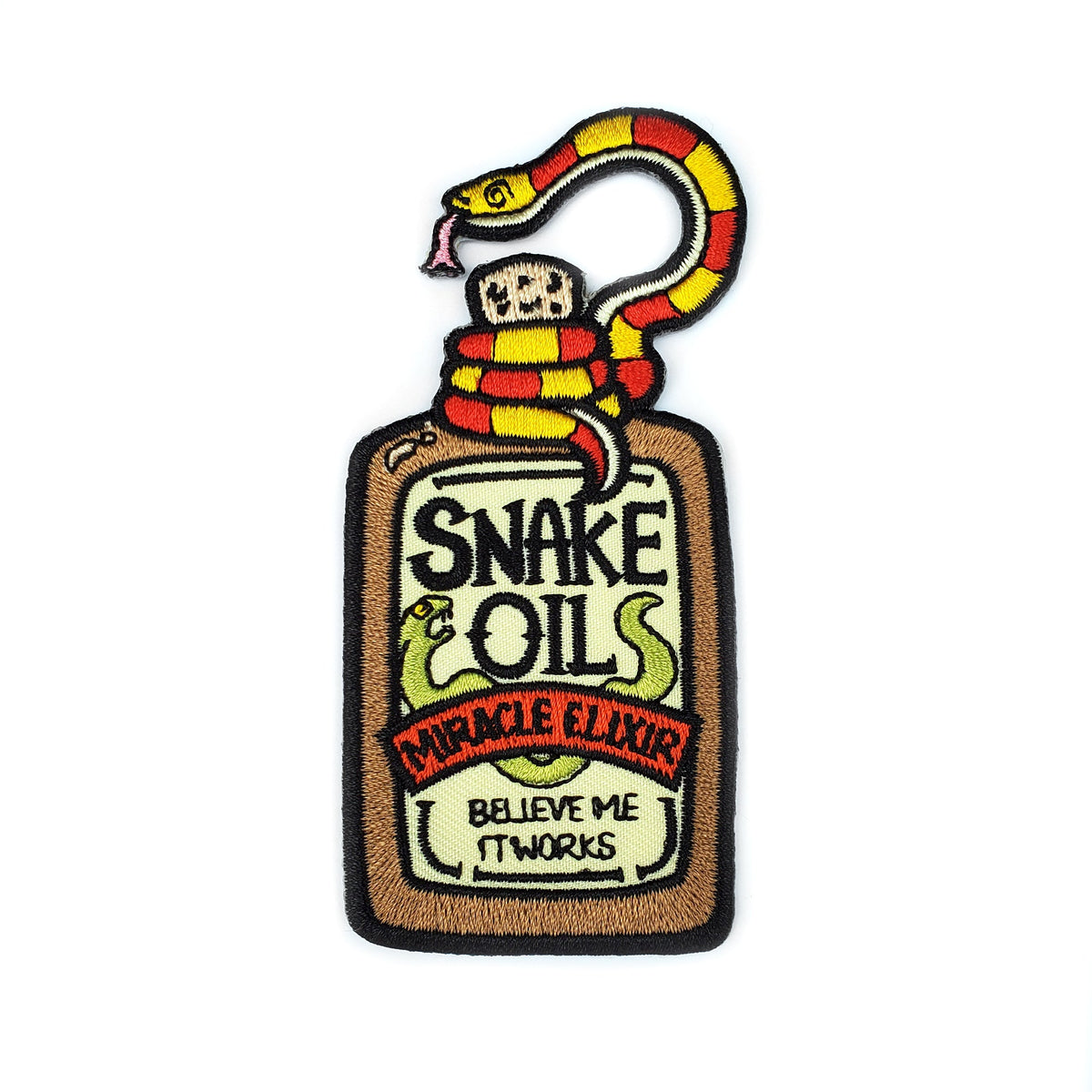 Snake Oil Embroidered Patch — 4 Inch Iron-On or Hook and Loop — photo 1 of 4
