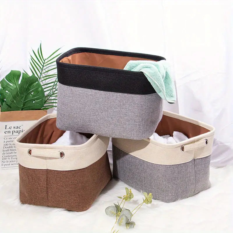 Collapsible Cotton Linen Storage Box for Home Organization — image 3 of 6
