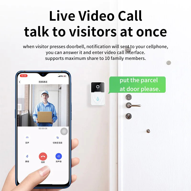 Wireless Security WiFi Smart Doorbell Intercom Video Camera Bell Chime Door Ring — image 3 of 24