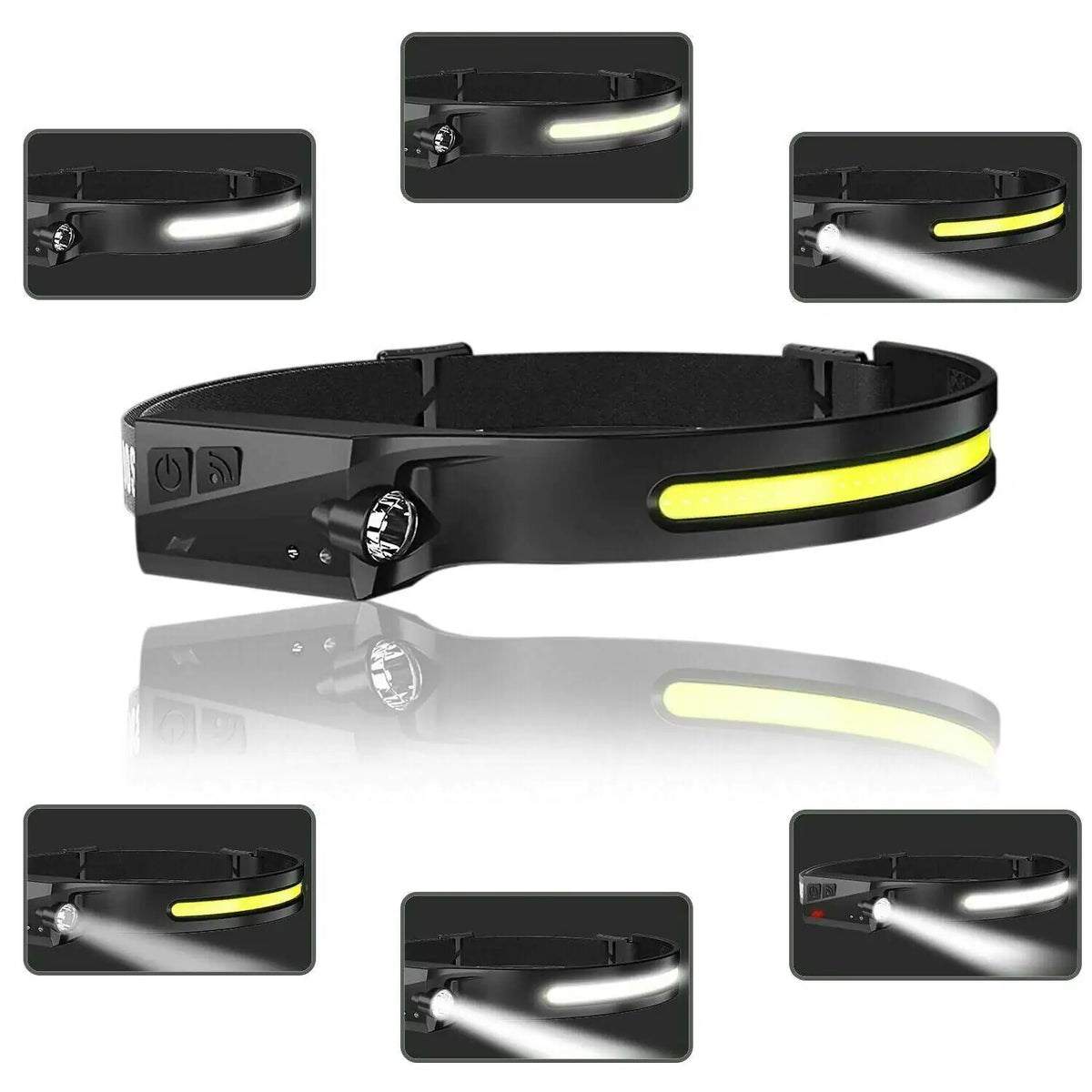 COB LED Headlamp USB Rechargeable Headlight Torch Work Light Bar Head Band — image 8 of 11