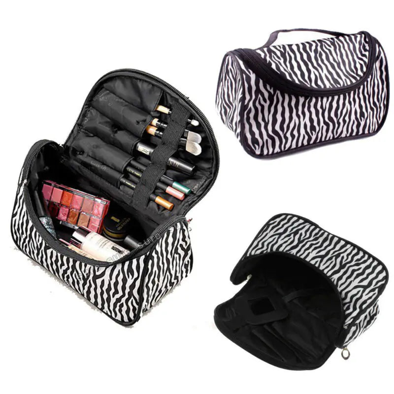 Zebra Striped Large Makeup Bag for Travel Organization — image 2 of 6